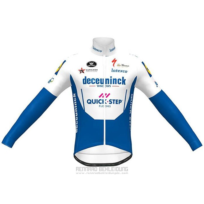 2020 Fahrradbekleidung Deceuninck Quick Step Blau Wei Trikot Langarm und Tragerhose